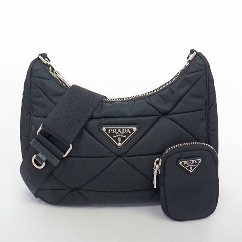Prada Triangle Logo Quilted Padded Shoulder Bag Pouch